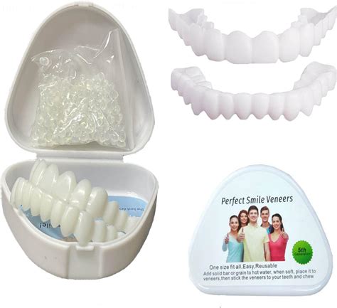 flipped warmth  pairs fake teeth snap  dentures covering veneers