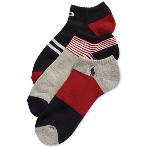 Lyst Ralph Lauren Polo Mens American Icon Liner Socks 3pack In Red For Men