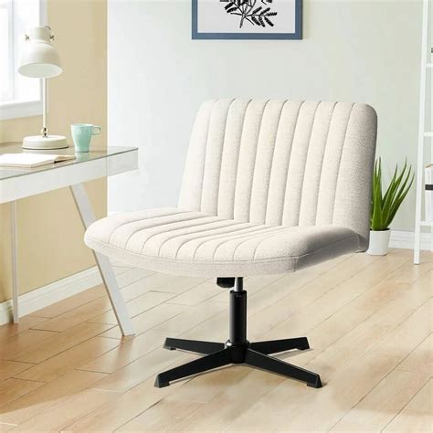 Waleaf Armless Office Desk Chair No Wheels Fabric Padded Criss Cross