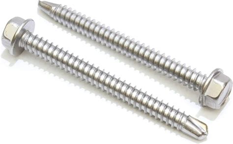 Self Tapping Screws Drill Point Hex Drive Zinc Plated Finish Pack Of