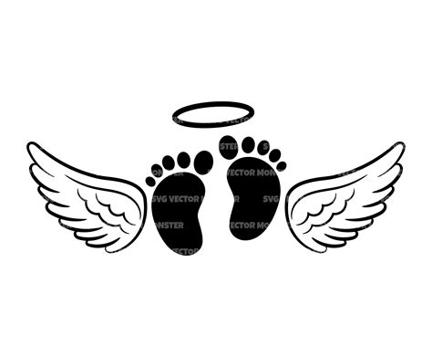 Baby Loss Memorial Svg Baby Footprints Svg Angel Wings Png Halo Svg