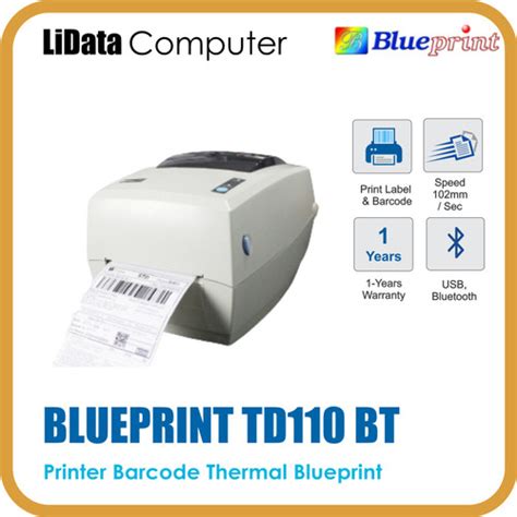 Jual Printer Barcode Thermal Printer Label Resi Blueprint BP TD 110BT