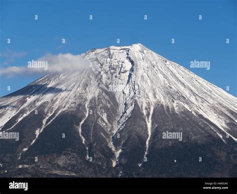 Closeup Of Mount Fuji In Winter Stock Photo Alamy