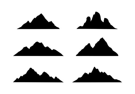 Set of Mountains. Mountain icon design isolated on white background. Mountain top silhouette ...