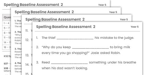 Year Spelling Baseline Assessment Classroom Secrets Classroom