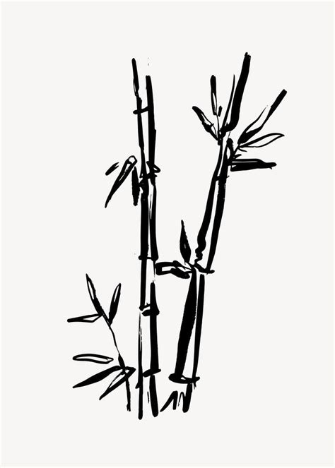 Download free image of Bamboo line art, Chinese brush design by Aum ...