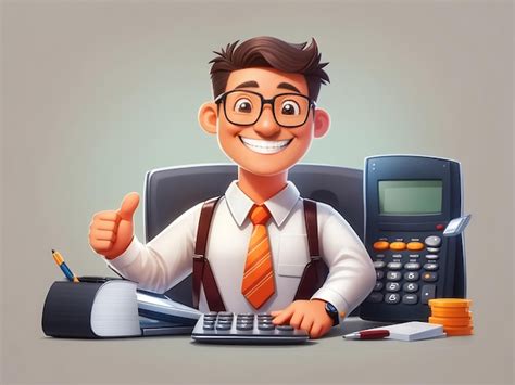 Premium Photo Cartoon Accountant Character With Happy And Successful