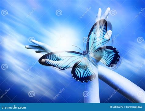 Spirituality Hands Butterfly Freedom Psychology Stock Photo Image