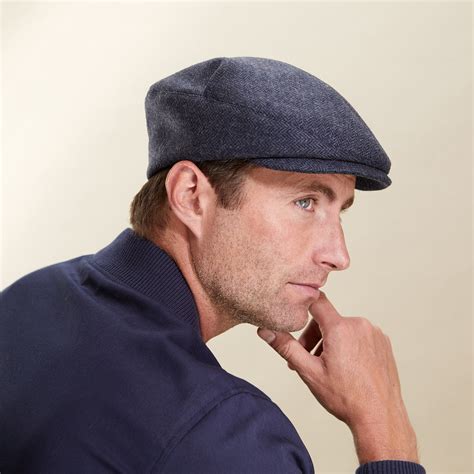 Lambswool Newsboy Cap Jack In Blue Herringbone — Karen Henriksen