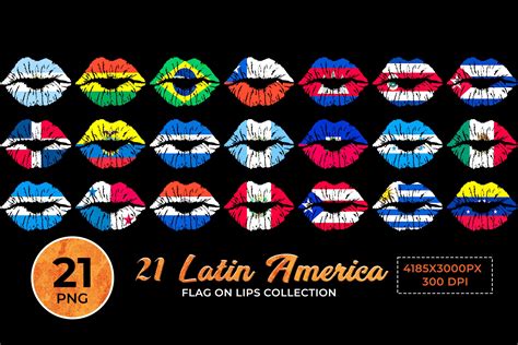 21 Latin America Flag on Lips Set Graphic by GN ShopCreative Fabrica