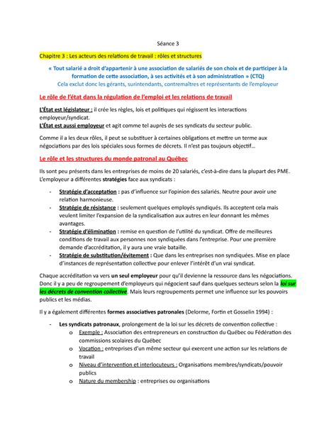 S Ance Notes De Cours S S Ance Chapitre Les Acteurs Des