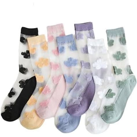 Chaussettes Transparentes pour Femmes Élastique Vintage Fleur Cheville