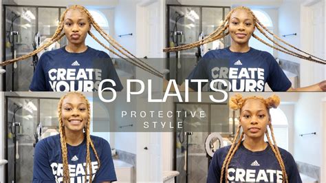 How To Do An Easy Protective Style For Natural Hair 6 Plaits Youtube