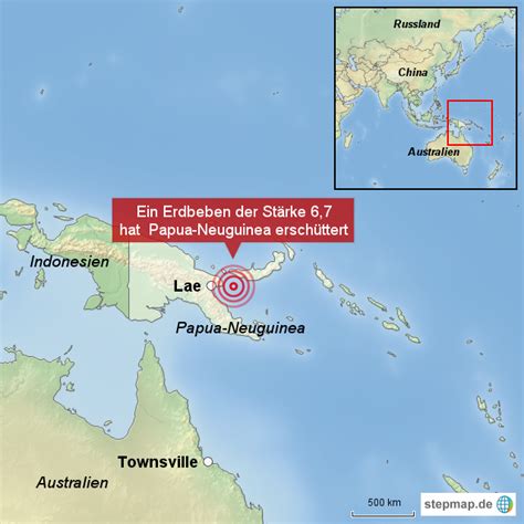 Stepmap Erdbeben Ersch Ttert Papua Neuguinea Landkarte F R Papua