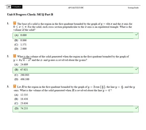 MATH 260 AP CALCULUS BC Unit 8 Progress Check MCQ Part B Scoring Guide