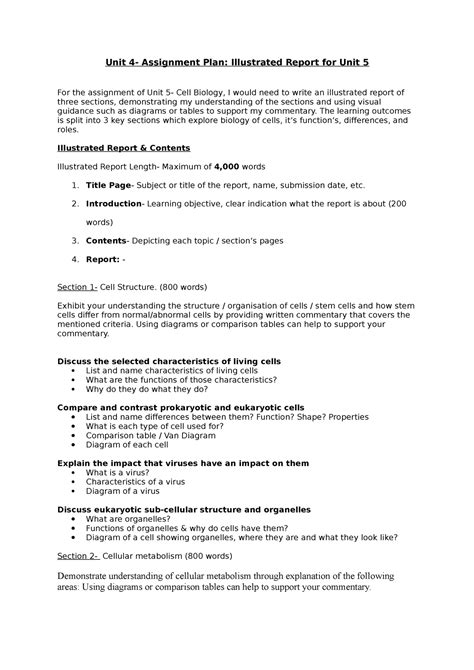 Unit 4 Assignment Plan Illustrated Report For Unit 5 The Learning