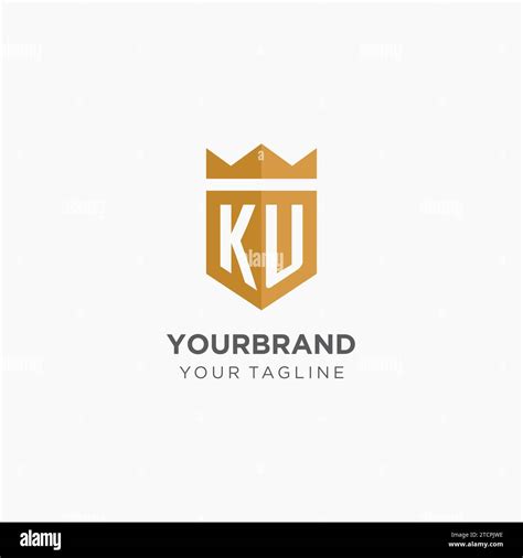 Monogram KU Logo With Geometric Shield And Crown Luxury Elegant