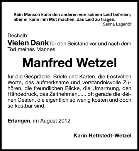 Traueranzeigen Von Manfred Wetzel Trauer Nn De