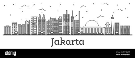 Esquema Del Horizonte De La Ciudad Indonesia De Yakarta Con Modernos