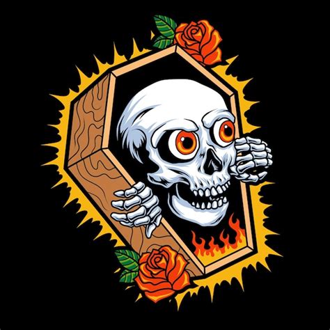 Cabeza De Calavera En Estilo De Tatuaje Tradicional Vector Premium