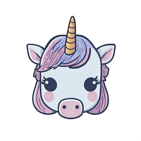 Premium Vector Cute Unicorn Head Kawaii Character Vector Illustration