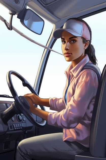 Premium Photo | A woman wearing a cap is driving a truck