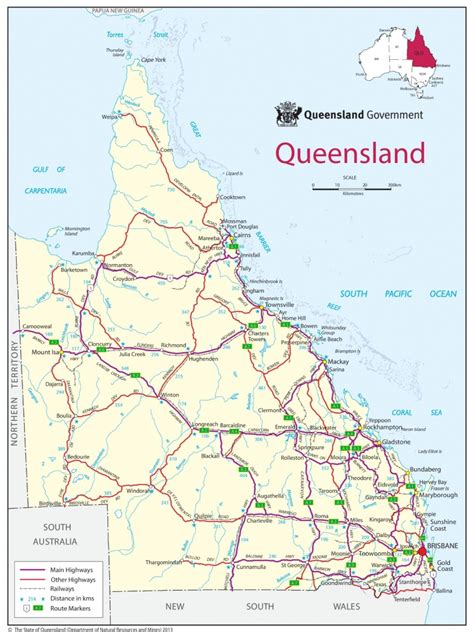 Large Detailed Map Of Queensland With Cities And Towns Road