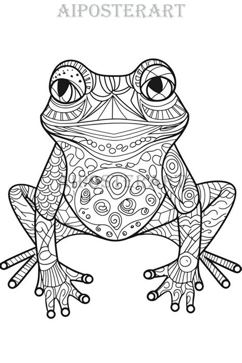 Cute Cartoon Patterned Frog Coloring Sheet for Adults & Kids Printable ...