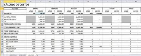 C Lculo De Costos En Excel Archivo Excel