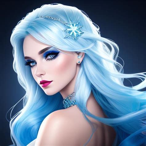 Lady With Icy Blue Hair Ice Queen Stylish Makeup