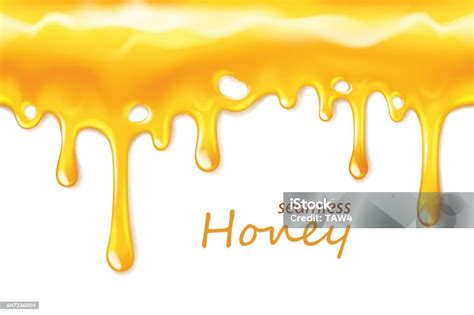 Seamless Dripping Honey Repeatable Isolated On White Stock Illustration