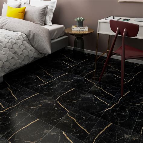 Black Marble Vinyl Flooring Tiles Chihut