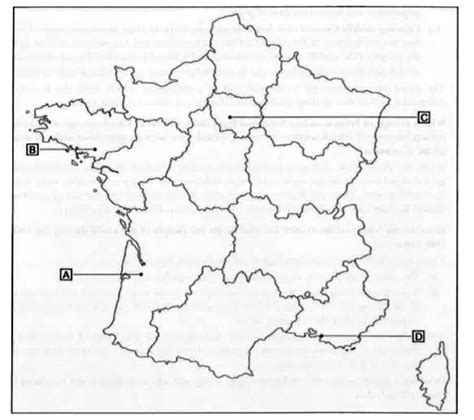 Four Places A B C And D Are Marked On The Outline Political Map Of F