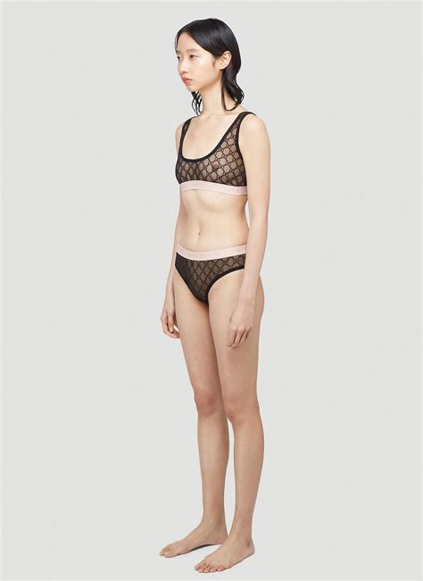 Gucci GG Logo Sheer Lace Lingerie Set In Black Lyst Australia