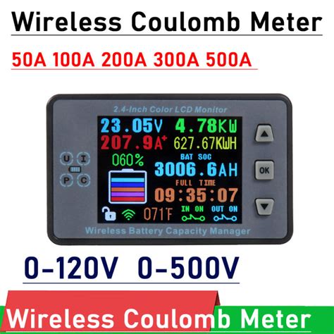 DC 500V 500A Wireless Coulomb Meter Battery Monitor Lifepo4 Lead Acid