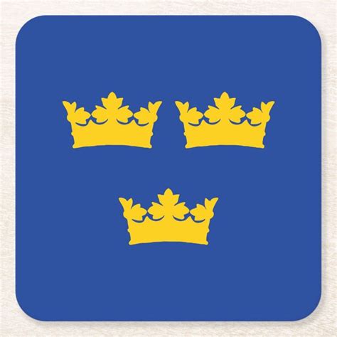 Swedish Three Crowns Tre Kronor Square Paper Coaster Zazzle Paper