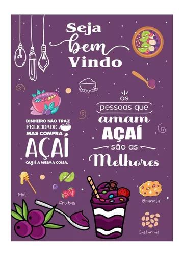 Adesivo De Parede Frase Bem Vindo Açaí Tigela Granola A64