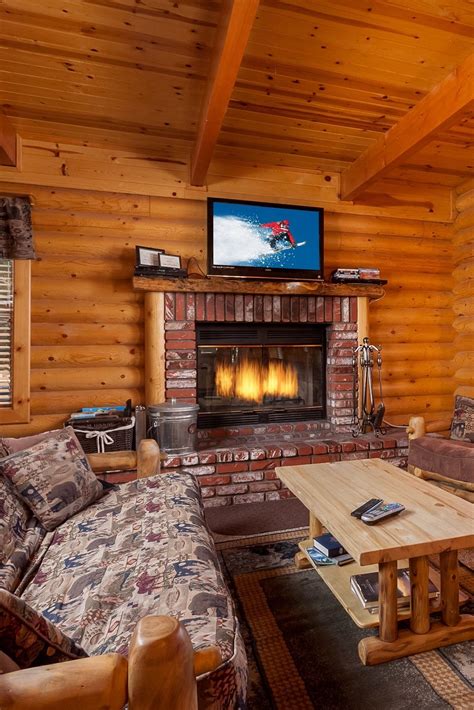 Log cabin coziness with 37" HDTV, fireplace, premium cable, and a futon ...