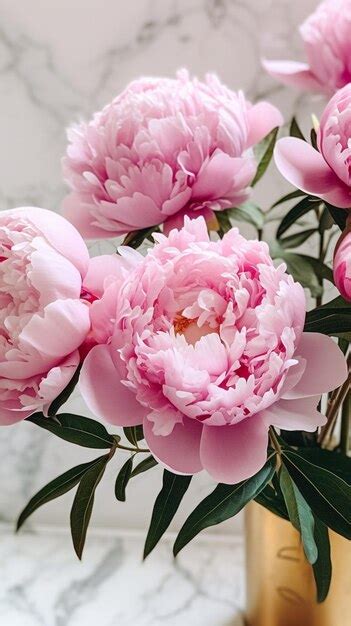 Premium Ai Image Beautiful Bouquet Of Pink Peonies Floral Composition