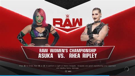 Wwe 2k Predicts Rhea Ripley Vs Asuka Raw Womens Championship Youtube