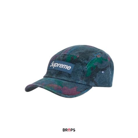 Supreme Washed Canvas Camp Cap SS24 Navy Camo Drops Ba