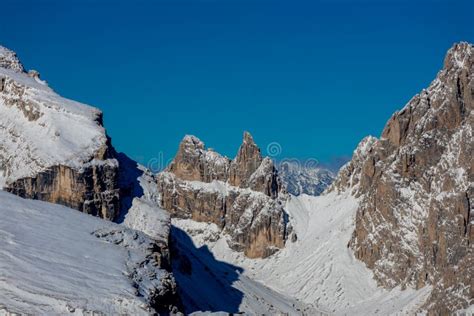 Dolomites winter landscape stock photo. Image of chime - 267536184