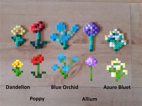 Minecraft Flores Perler Abalorios Etsy