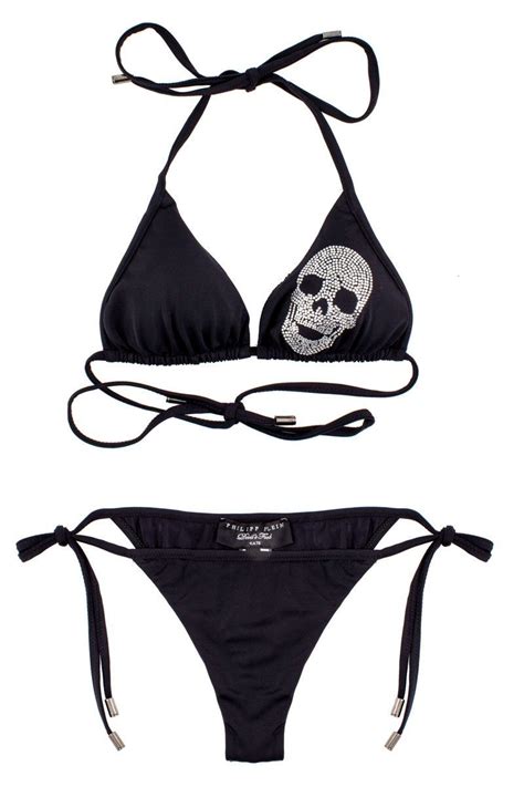 Philipp Plein Skull Glitter Bikini Black Women Beachwear Boudi