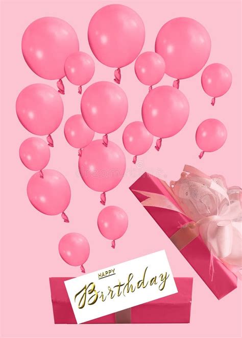 Happy Birthday Card with Balloons Stock Image - Image of surprise ...