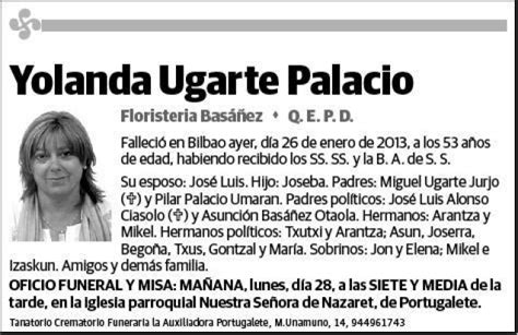 UGARTE PALACIO YOLANDA Esquela Necrológica El Correo