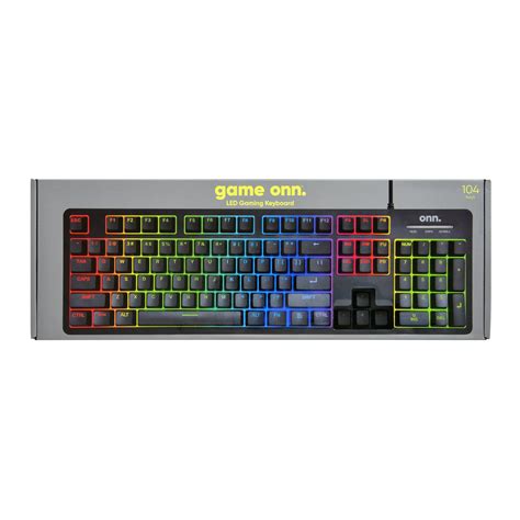 onn. Black USB Wired 104-Key LED Gaming Membrane Keyboard 
