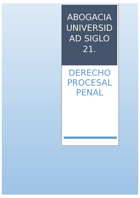 Procesal Penal Tp Abogacia Universid Ad Siglo Derecho