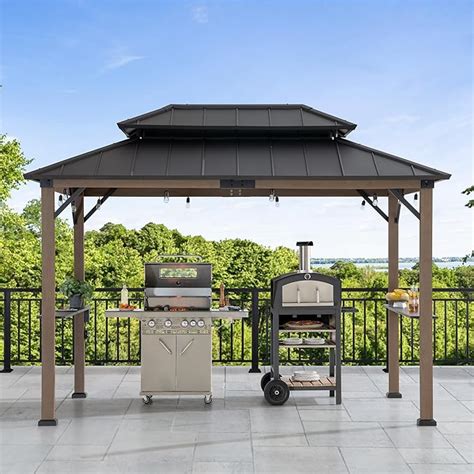 Amazon Sunjoy Wooden Grill Gazebo 8 X 12 Ft Steel Hardtop