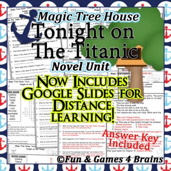 Magic Tree House Tonight On The Titanic Novel Study And Booklet Project